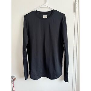 Cuts Curve Hem Womens Large pima Cotton Black Long Sleeve Crew Neck